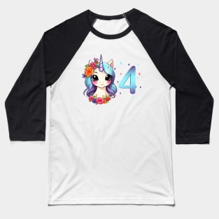 I am 4 with unicorn - girl birthday 4 years old Baseball T-Shirt